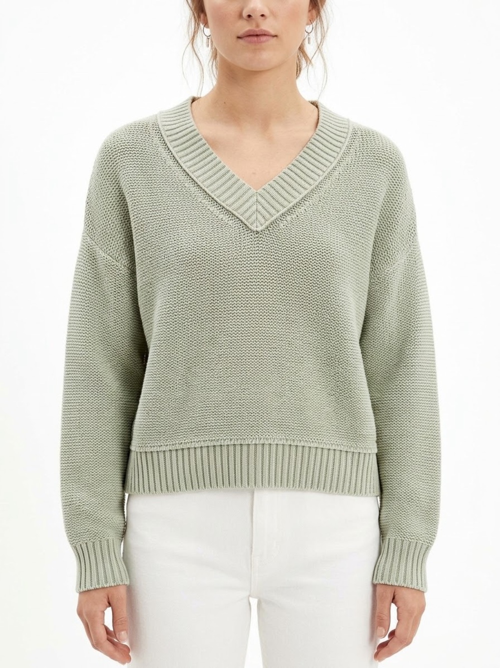American Eagle Oversized V-Neck Cotton Sweater Sage Green Women’s XL